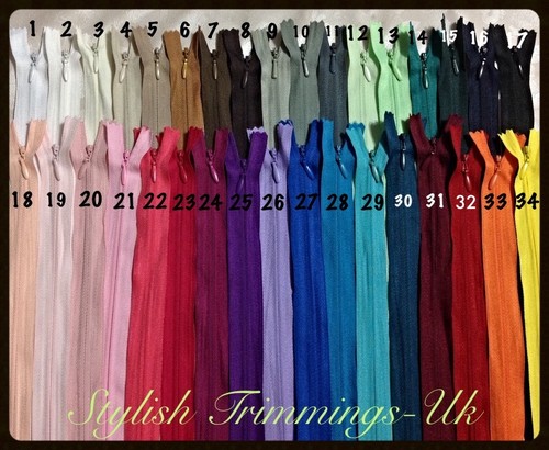 Unsichtbare verdeckte Reißverschlüsse 22" (56 cm) schöne Farben Premiumqualität - UK Verkäufer (L1) - Bild 32 von 36