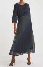 JD WILLIAMS LADIES BLUE SPOT PUFF SLEEVE TIE BACK MAXI DRESS NEW (ref 483) SALE