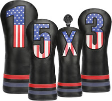 Golf Head Covers, 4Pcs or 1Pc USA Stars and Stripes Golf Club Covers for Woods a