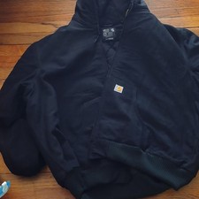 Carhartt Men s Black Hooded Full Zip Canvas Jacket Cotton 3XL Loose Fit new/used