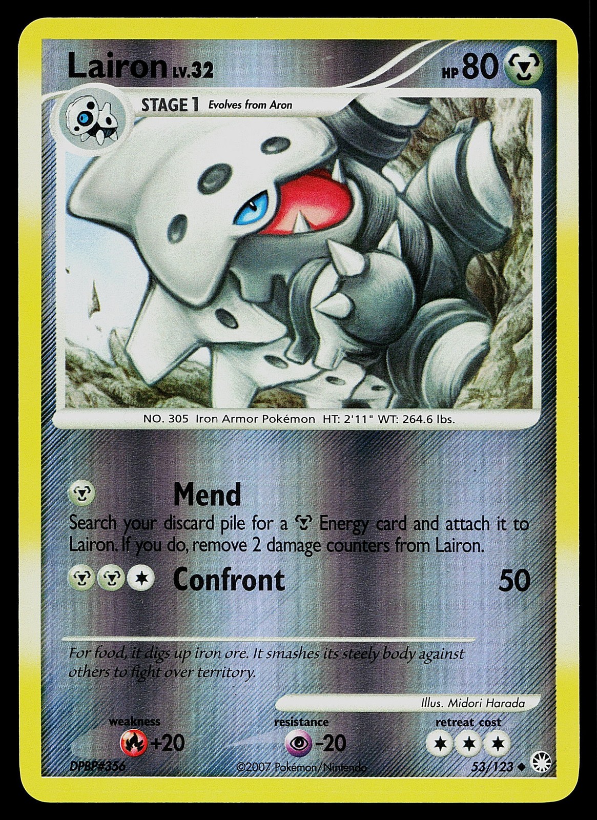 Pokemon Card - Lairon Mysterious Treasures 53/123 Uncommon Reverse Holo