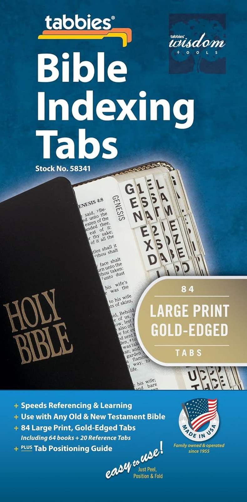Large Print Gold-Edged Bible Indexing Tabs, Old & New Testaments, 84 Tabs Includ