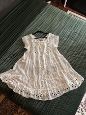 Johnny Was Embroidered White Blouse Top Tunic Dress Size M