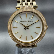 Michael Kors Darci Watch Women 39mm MOP Dial Gold Tone Round MK-3219 New Battery