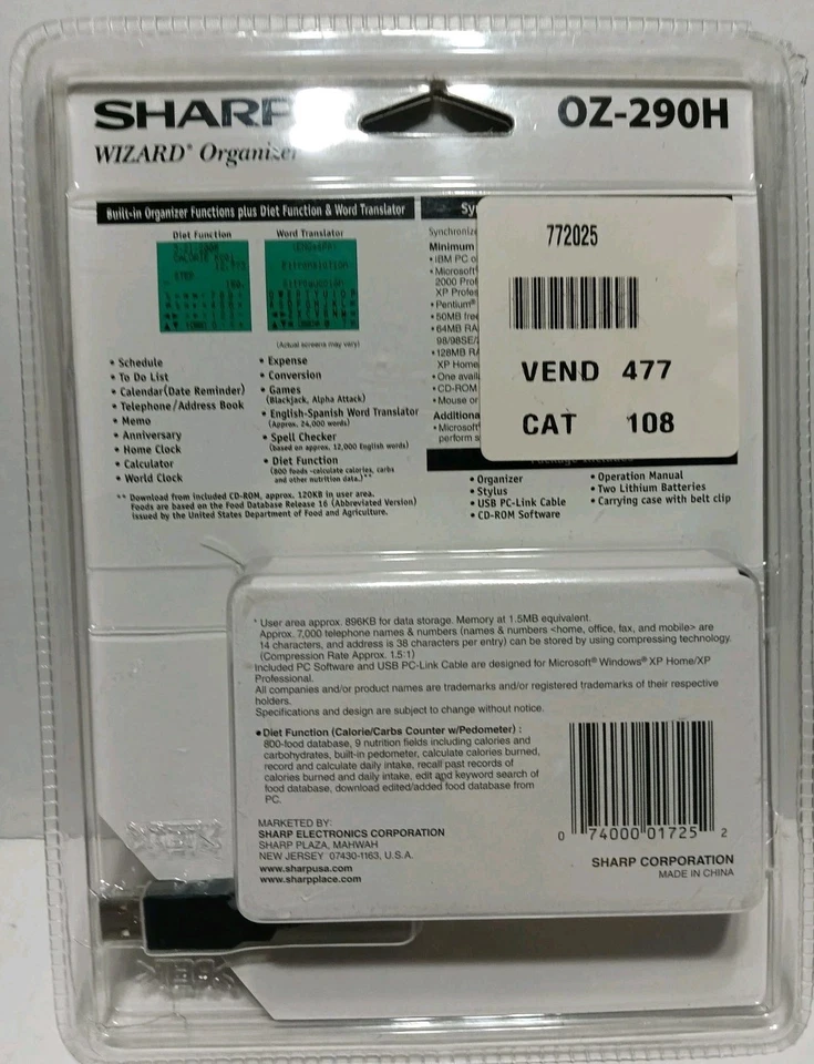 SHARP Wizard Organizer OZ-290H Synchronizes with Microsoft Outlook New Sealed - Image 4 of 4