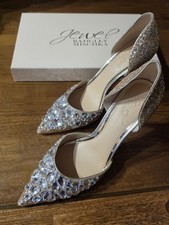 Jewel Badgley Mischka Embellished Glitter Heels Pumps Size 7 NIB