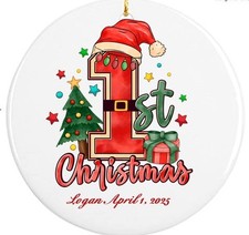 Personalized Baby's 1st Christmas Keepsake Ceramic Tree Ornament