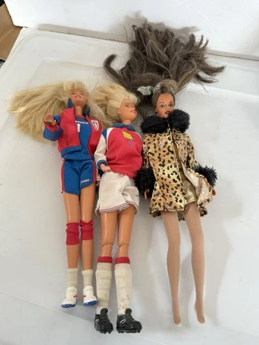 Barbie Doll Lot 3 Vintage 90s Mattel Sports Soccer WNBA Fashion Outfit
