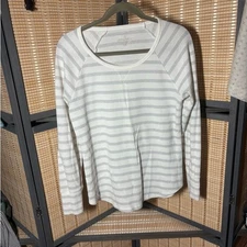 Sonoma White and Gray Striped Thermal Top