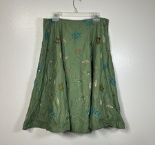 Handmade Embroidered Floral Sequin Flowy Midi Skirt Boho Fairy Fits Women s 34