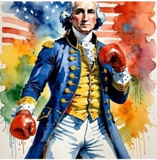 George Washington Patriotic Boxing Art Print By Van Gogh Limited Edition 16x20