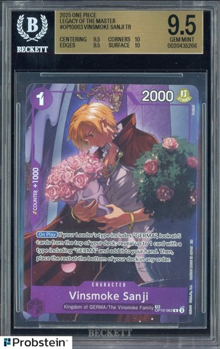 2025 One Piece OP12 EN Treasure Rare #063 Vinsmoke Sanji BGS 9.5 GEM MINT