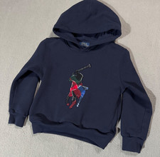 Polo Ralph Lauren Vtg Hoodie Jacket Sweatshirt Plaid Big Pony YOUTH KIDS 5T XS