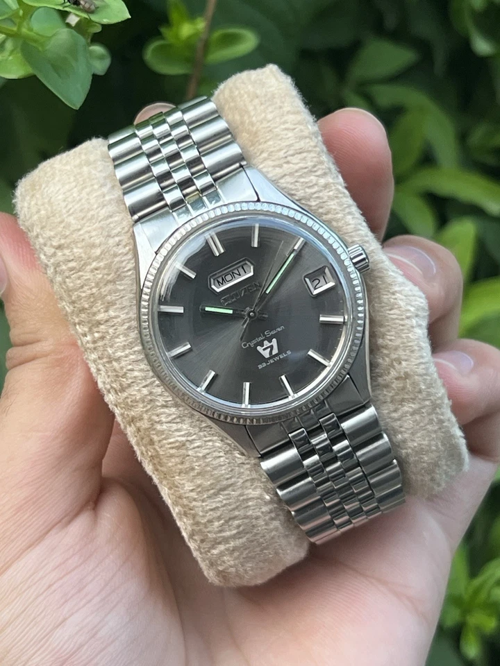 RELOJ PULSERA VINTAGE CITIZEN CRYSTAL SEVEN 7 AUTOMÁTICO 33 JOYAS DÍA/FECHA JAPÓN Foto 2 de 4