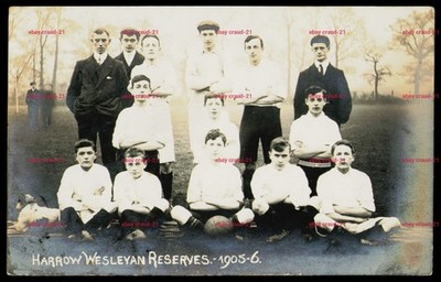 Harrow Wesleyan Reserves 1905-06 Fußball Postkarte RPPC 
