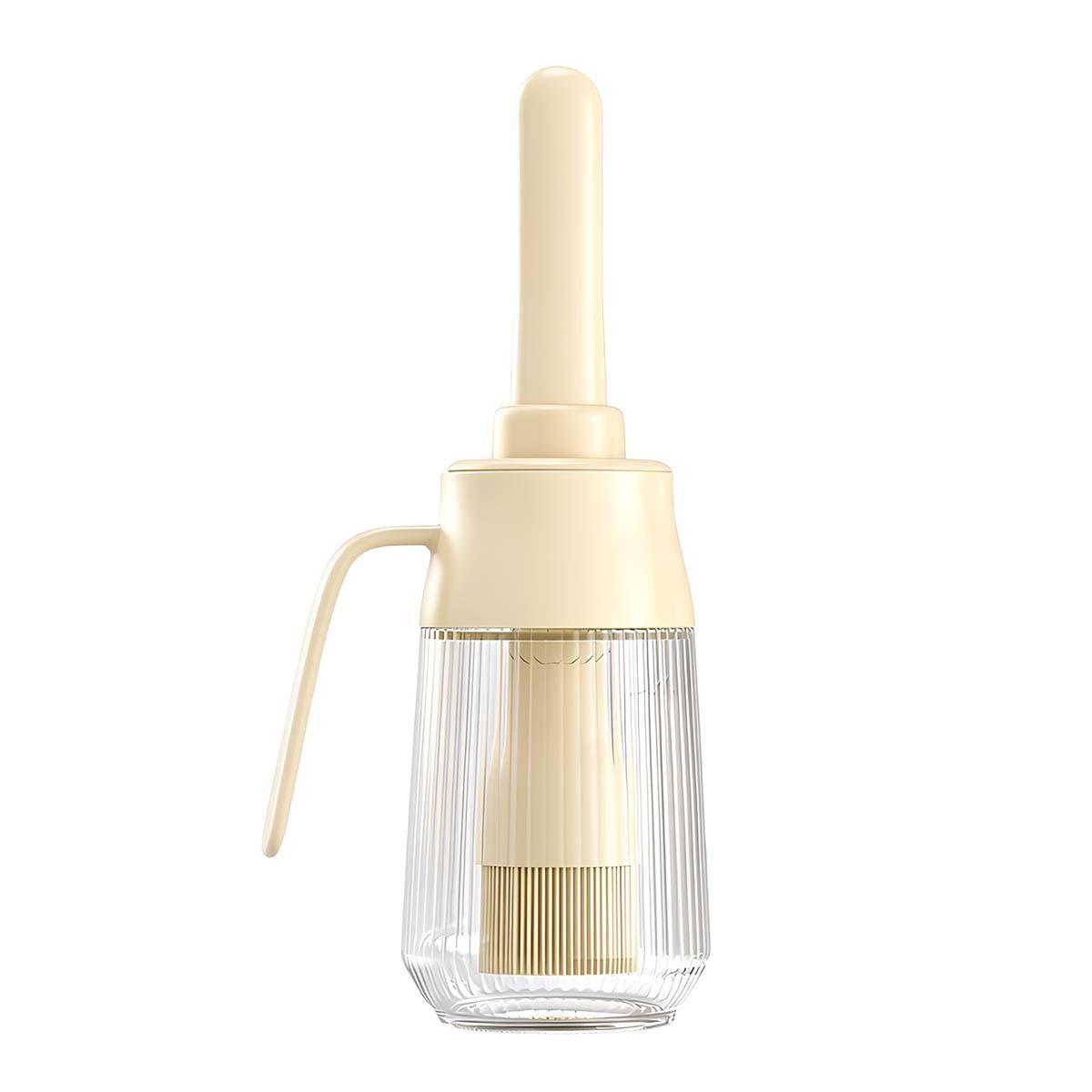 Flacon huile en verre doseur 300ml et son pinceau silicone anti-goutte gris