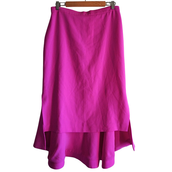 Trelise Cooper Skirt Size 12 Pink Fuchsia High Low Ruffle Hem Midi Designer