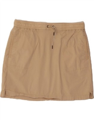 L.L.BEAN Damen Minirock Große W34 Beige Baumwolle DT42