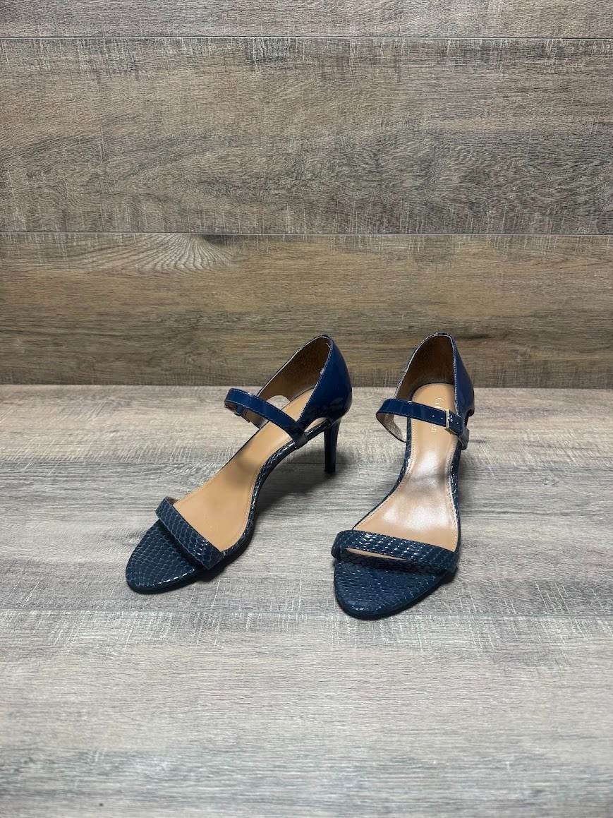 Calvin Klein Luigina Blue Patent Snake Embossed Leather Heels Women's Size 7
