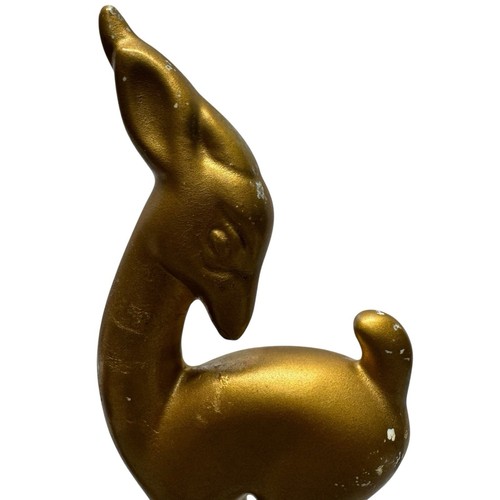 Set Of Deer Vintage Figurines Stature Art Deco Gold Color 12" MCM Deer Couple - Picture 10 of 14