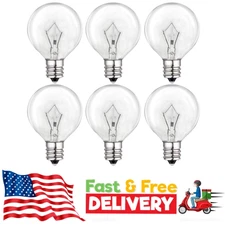 Wax Warmer Bulbs 6 Pack, G50 25 Watt Light Bulbs for Full Size Scentsy Warmers..