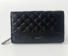 DKNY Borsa da sera trapuntata nera con catena argento portafoglio borsa da sera festa