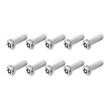 10Pcs #10-24 x 5/8" 304 Stainless Steel Torx Security Machine Screws, Silver