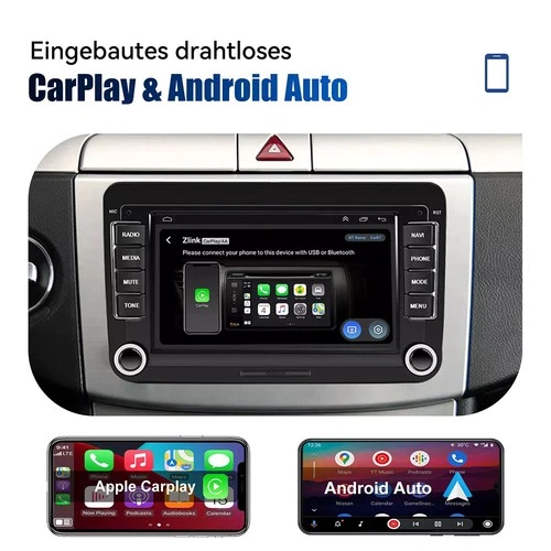 Per VW Golf 5 6 Plus Touran Caddy Jetta autoradio Android 14 Apple Carplay NAVI - Foto 10 di 22
