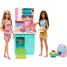 Barbie Celebration Fun Baking Kitchen Playset with 2 Dolls  Accessories
