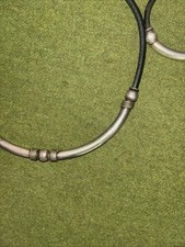 Sterling and Leather Necklace and Bracelet Made In Mexico Vintage