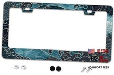 Japanese License Plate Frame - 2 Holes Stainless Steel Metal Auto Ocean Wave Japanese License Plate Frame - 2 Holes Stainless Steel Metal Auto Ocean Wave