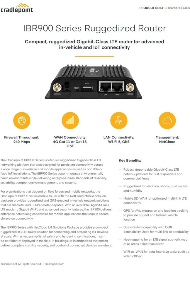 NEW Cradlepoint IBR900 Series Router IBR900-600M, MPN MA3-0900600M-NNA ***NEW*** - Image 3 of 3