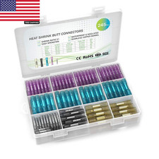 245 Pcs Heat Shrink Butt Wire Connectors Kit Marine Grade Waterproof Insulated E