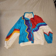 Lavon Women's Vintage Colorful Windbreaker Jacket 80s, Size M