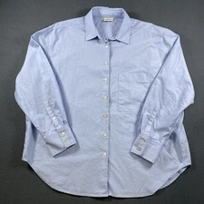 AYR Deep End Button Down Shirt Blue Woman's Size XL Long Sleeve Pocket
