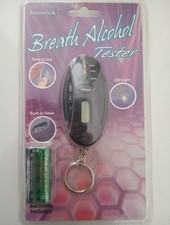 New Breath Alcohol Tester Detector Breathalyzer Keychain w LED light/Timer