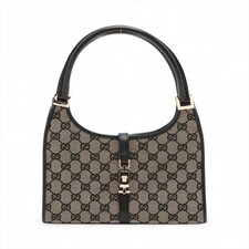 Gucci GG Canvas Jackie tela x pelle borsa a mano beige x nero