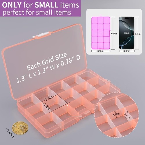 15-Compartment Small Plastic Storage Boxes for Crafts & Jewelry - Multicolor Set - Picture 5 of 9