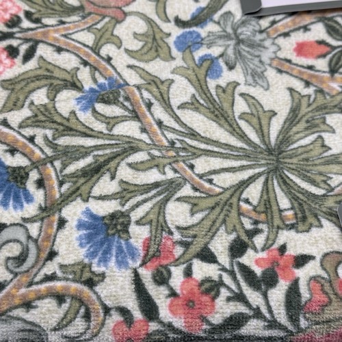 2 Pc William Morris Woodland Weeds Floral Velour Bath Towel Set Green Coral Blue - Picture 3 of 8