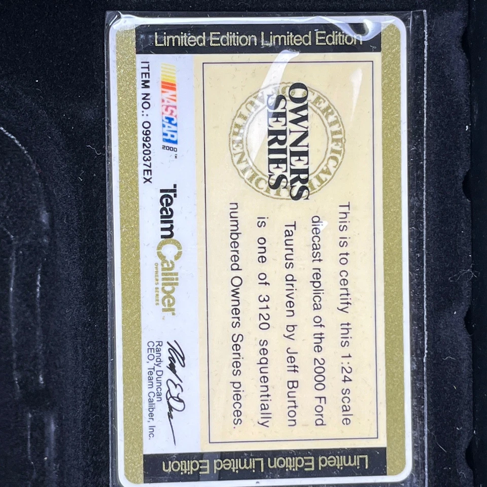 2000 1:24 Jeff Burton #99 Exide Team Caliber Owners Series Diecast Taurus Foto 2 de 4