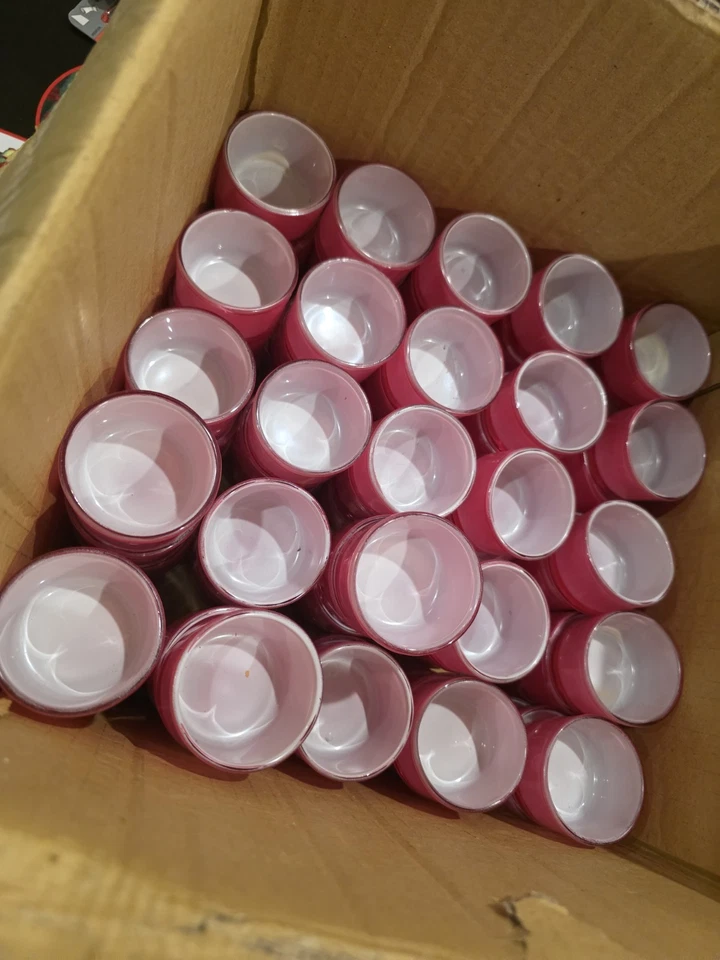 Soportes de luz de té de vidrio rosa para caja y barril (79) Foto 2 de 4