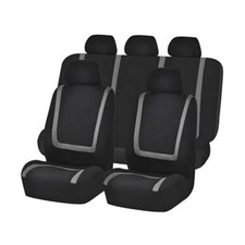 Car Seat Covers Full Set, Breathable Washable Automotive Front and Rear Gray