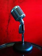 Vintage 1960s Shure 55S dynamic cardioid microphone w Atlas stand 55 DISPLAY  2