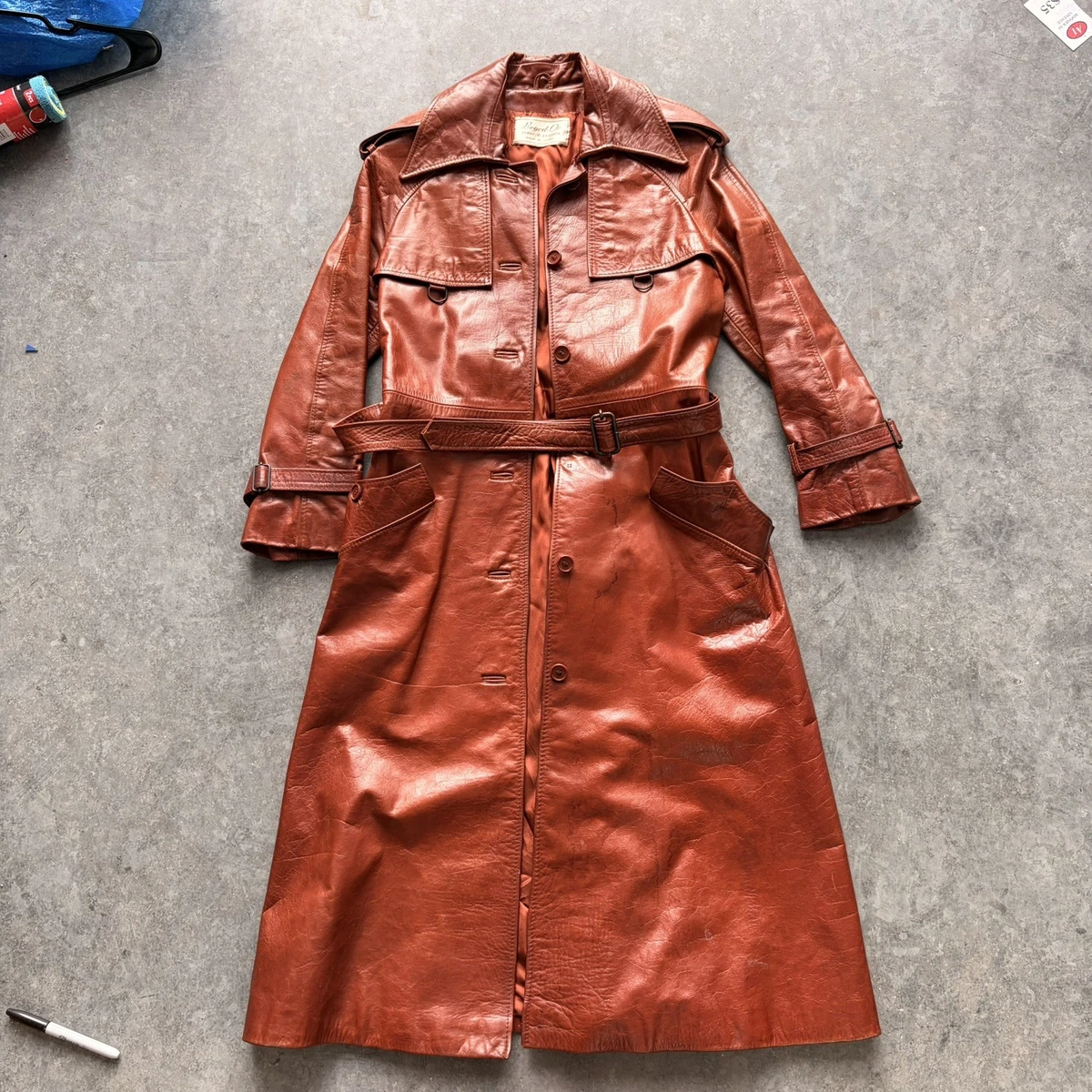 Trench Coat/Mac Leather Vintage Outerwear Coats & Jackets for Men