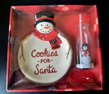 St. Nicholas Square Yuletide Cookies for Santa NEW Plate  Milk Bottle Set