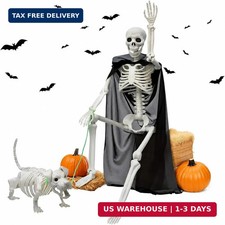 Halloween Decorations Outdoor 36 Inch Realistic Posable Skeleton With Dog