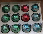 Vtg SHINY BRITE Set 12 Glass Stenciled Christmas Ornaments in Orig Box~2-1/4" — photo 2