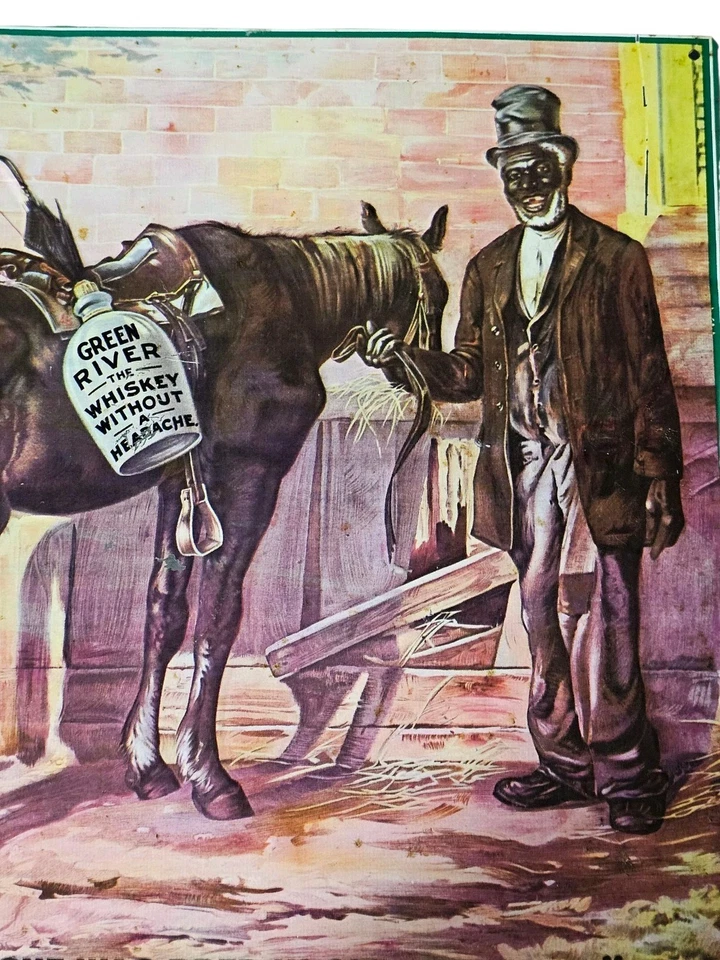 Green River Whiskey Advertising Tin Sign "SHE WAS BRED IN OLD KENTUCKY," - Image 4 of 4