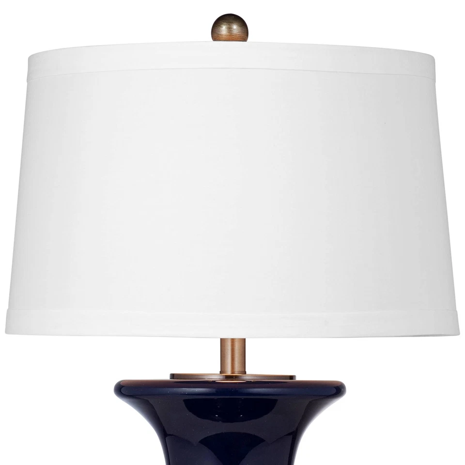 Lámpara de mesa Bassett Vince 32" de alto vidrio contemporáneo azul marino Foto 2 de 3