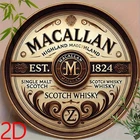2D Flat - Vintage Macallan 8x8 Round Wall Tin Metal Signs - Scotch Whisky Art De